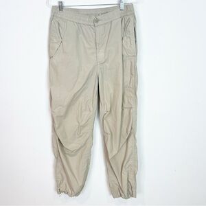 UNIQLO PARACHUTE PANTS KHAKI TAN ELASTIC WAIST CINCH HEM PANTS MENS SZ 30-33”